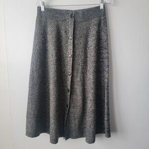 Ann taylor women's button down skirt sz M midi elastic waist Retro Dark Academia